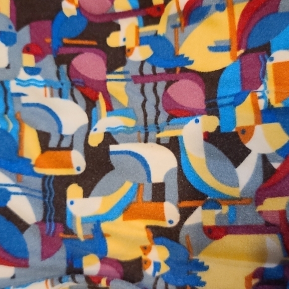 LuLaRoe Women's Leggings Bundle 3 Hearts Fox Abstract Birds One Size EUC - Picture 4 of 10